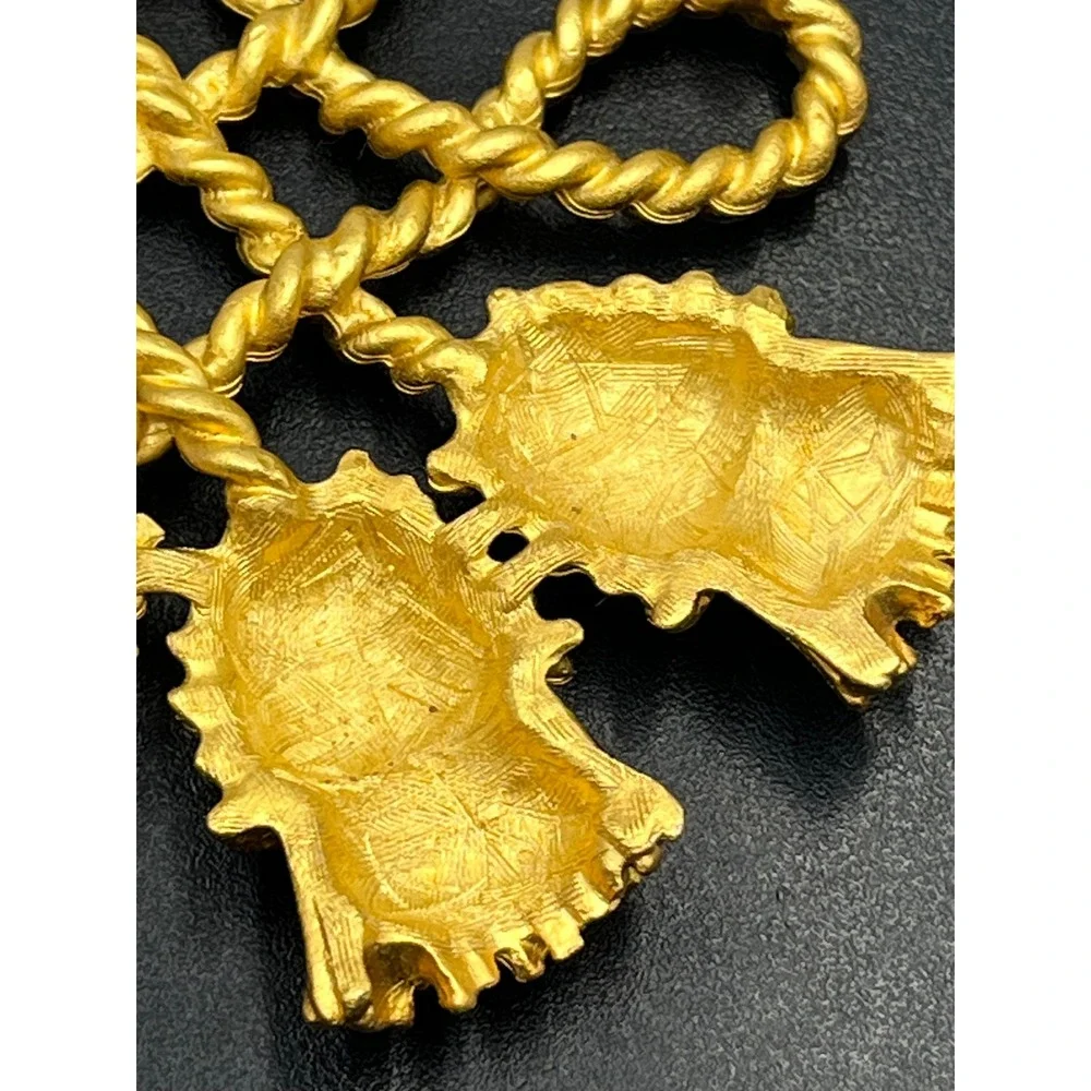 Vintage Gold Toned Twisted‎ Rope Knot Tassel Celtic Scottish Large Brooch Pin